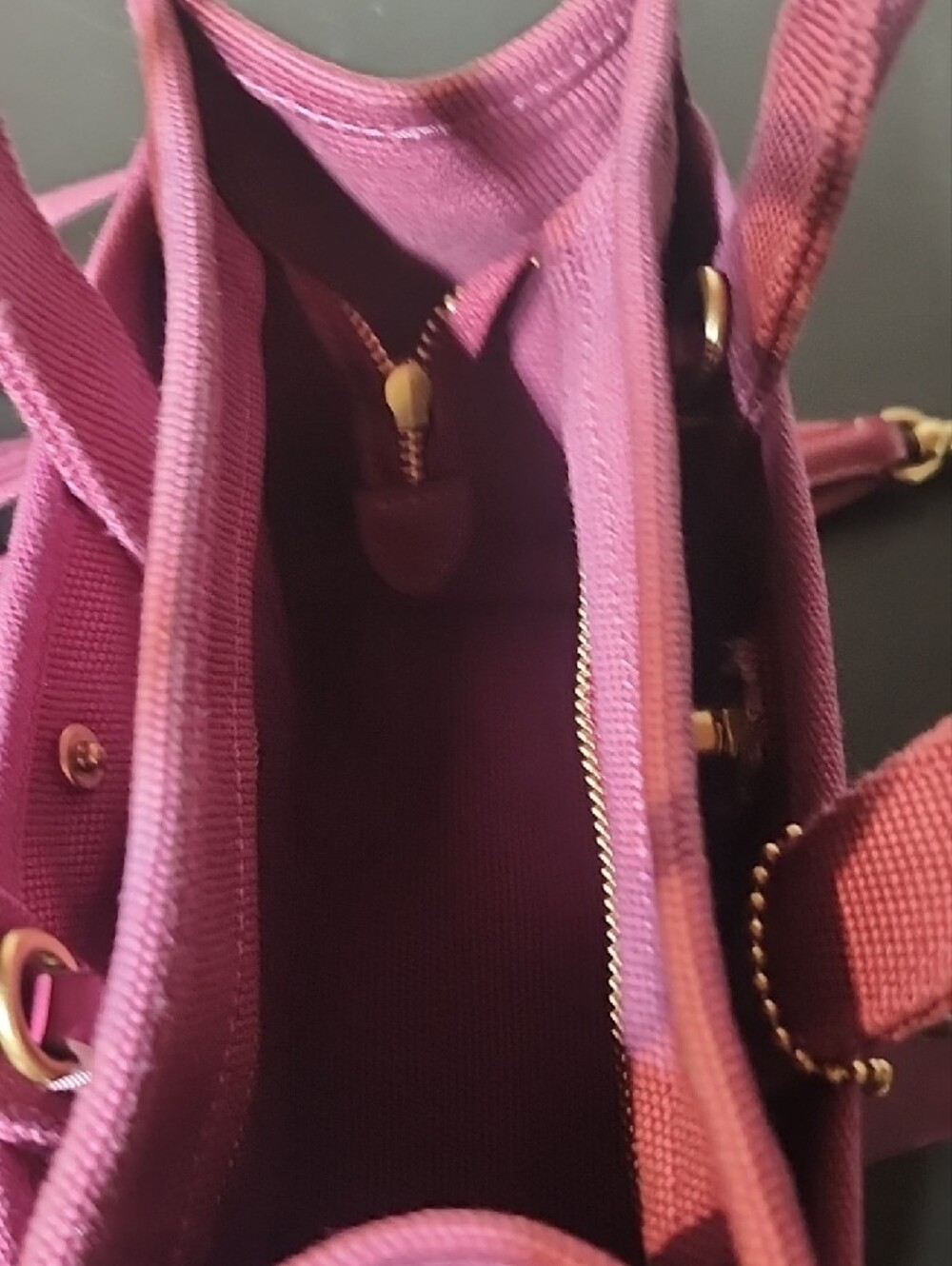 Coach Magenta Canvas Mini Tote with Turn-Lock - Picture 9 of 11